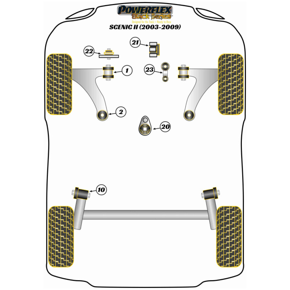 Powerflex Renault  Scenic II (2003-2009)   Inserto supporto motore superiore Fig.21 (1) PFF60-821BLK - immagine 2