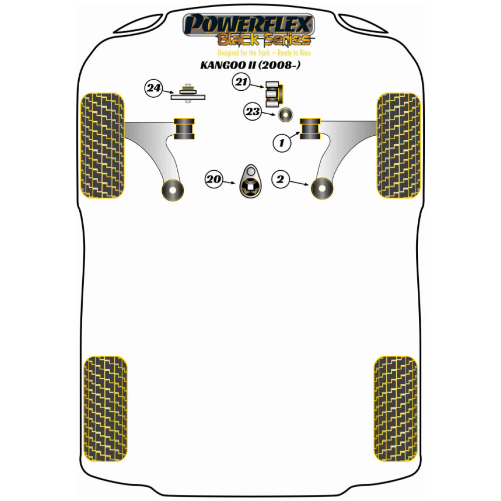 Powerflex Renault  Kangoo II (2008 - 2021)   Braccio anteriore Boccola anteriore Camber regolabile Fig.1 (2) PFF60-501GBLK - immagine 2