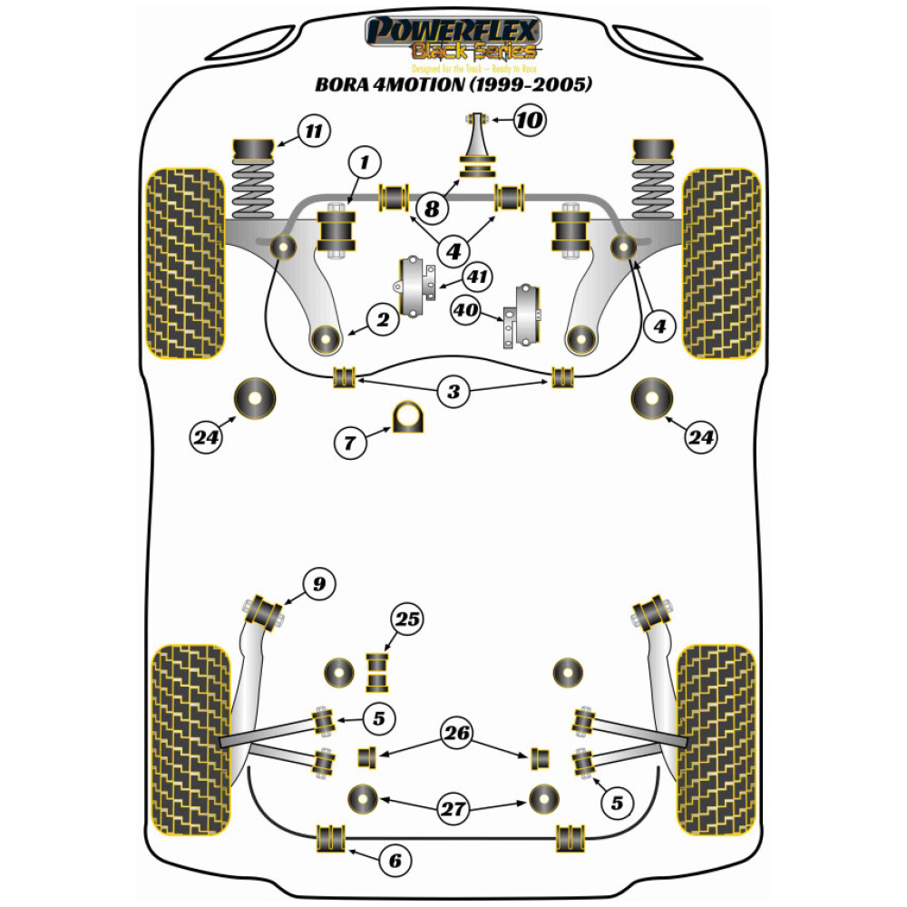 Powerflex Volkswagen   Bora 4Motion (1999-2005)  Supporto motore anteriore a osso di cane (Motorsport) Fig.8 (1) PFF85-420BLK - immagine 2