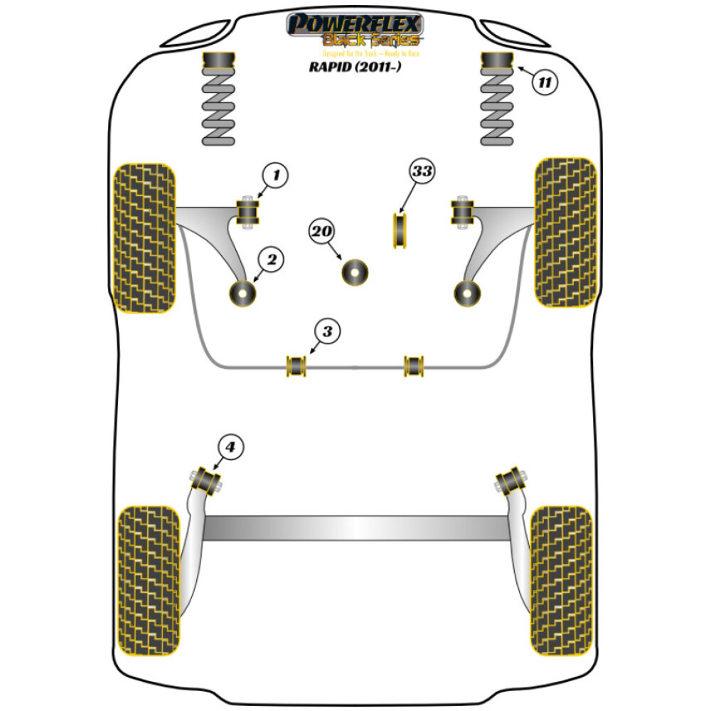 Powerflex Skoda Rapid (2011- ) Boccola anteriore a forcella anteriore 30mm Camber regolabile Fig.1 (2) PFF85-201GBLK 2 Powerflex Skoda Rapid (2011- ) Boccola anteriore a forcella anteriore 30mm Camber regolabile Fig.1 (2) PFF85-201GBLK - immagine 2