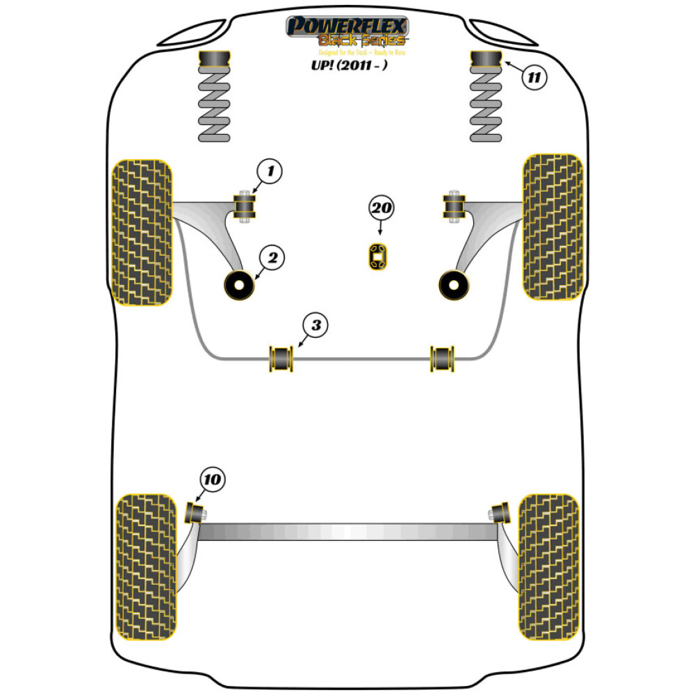 Powerflex Volkswagen Up! inc. GTI (2011 in poi) Boccola di supporto inferiore di grande diametro (Motorsport) Fig.20 (1) PFF85-1922BLK 2 Powerflex Volkswagen Up! inc. GTI (2011 in poi)    Boccola di supporto inferiore di grande diametro (Motorsport) Fig.20 (1) PFF85-1922BLK - immagine 2