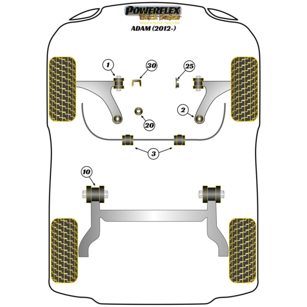 Powerflex Vauxhall / Opel Adam (2012-) Inserto supporto motore superiore Fig.25 (1) PFF1-1125BLK 2 Powerflex Vauxhall / Opel Adam (2012-) Inserto supporto motore superiore Fig.25 (1) PFF1-1125BLK - immagine 2