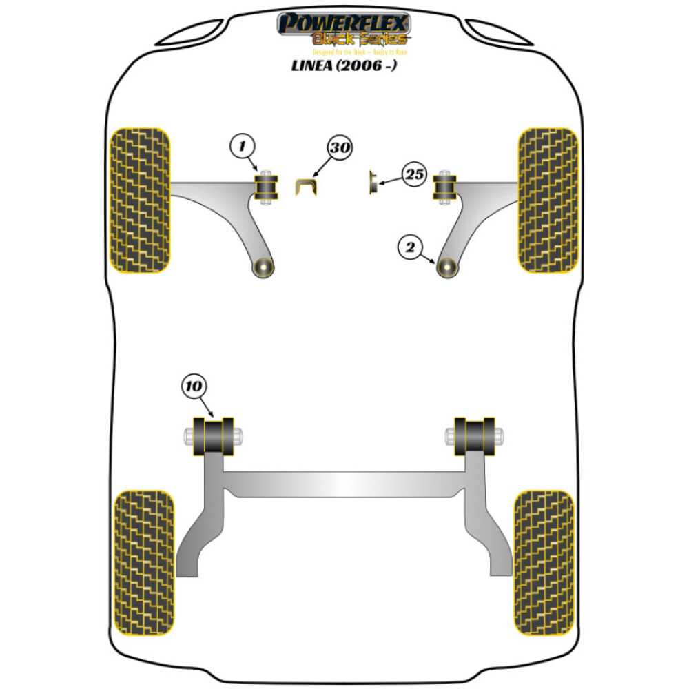 Powerflex Fiat Linea (2006-in poi)    Inserto supporto motore superiore Fig.25 (1) PFF1-1125BLK - immagine 2