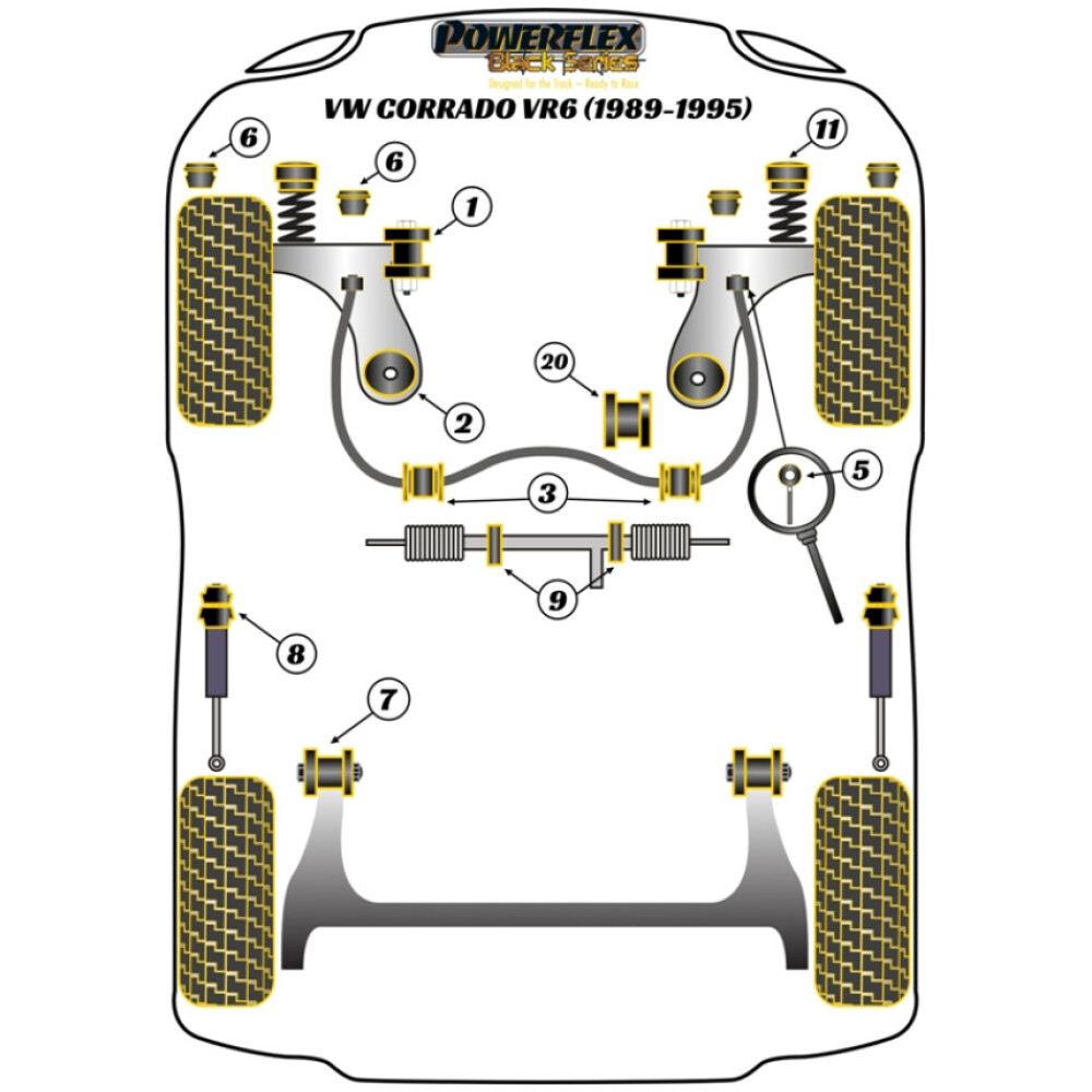 Powerflex Volkswagen  Corrado VR6 (1991- 1995)   Boccola di montaggio della trave posteriore Fig.7 (2) PFR85-206BLK - immagine 2
