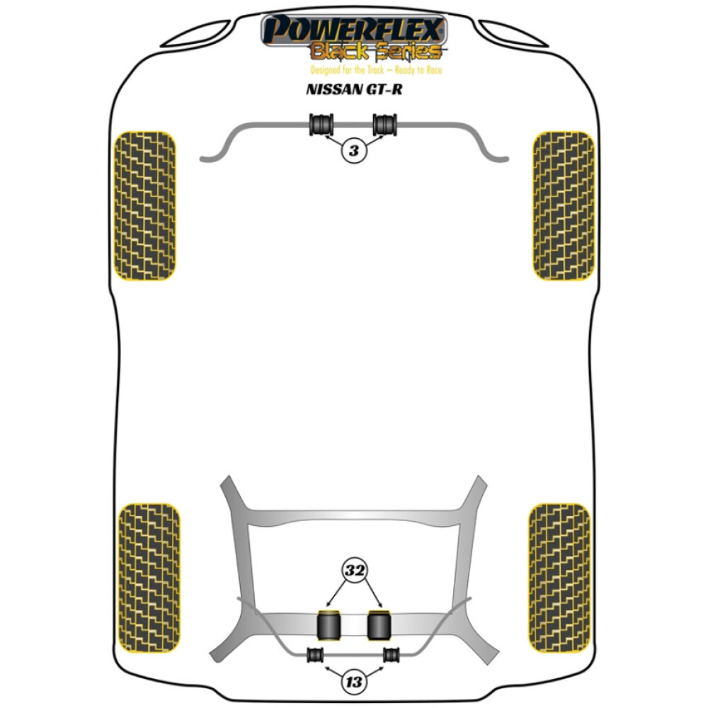 Powerflex Nissan GT-R (2008 in poi)    Boccola barra antirollio anteriore 34mm Fig.3 (2) PFF46-703-34BLK - immagine 2