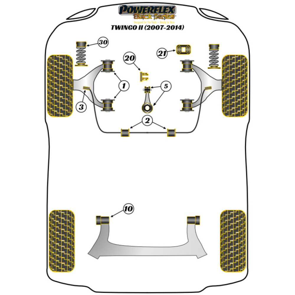 Powerflex Renault  Twingo II incl. RS (2007-2014)   Kit boccola supporto motore a osso di cane (contorto) Fig.5 (1) PFF60-211KBLK - immagine 2