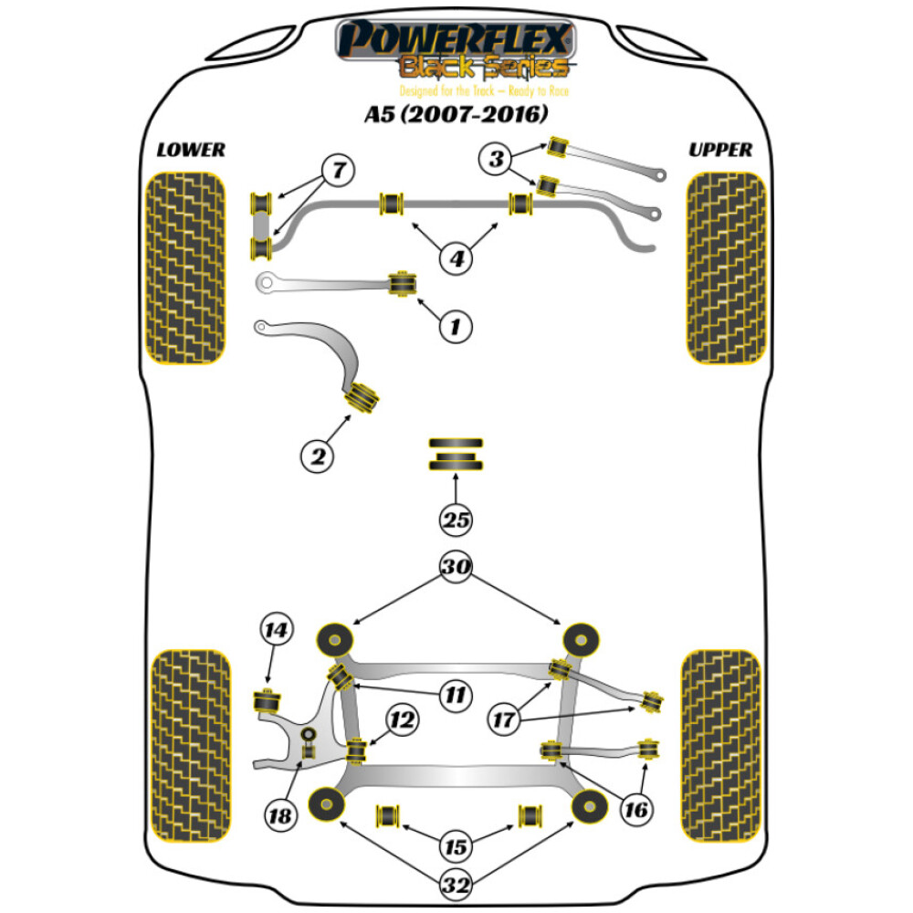 Powerflex Audi   A5 (2007-2016)  Boccola barra antirollio anteriore 23mm Fig.4 (2) PFF3-204-23BLK - immagine 2