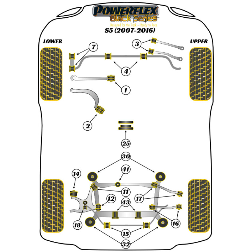 Powerflex Audi S5 (2007 - 2016) Braccio del raggio inferiore anteriore alla boccola del telaio Caster regolabile Fig.2 (2) PFF3-702GBLK 2 Powerflex Audi   S5 (2007 - 2016)  Braccio del raggio inferiore anteriore alla boccola del telaio Caster regolabile Fig.2 (2) PFF3-702GBLK - immagine 2
