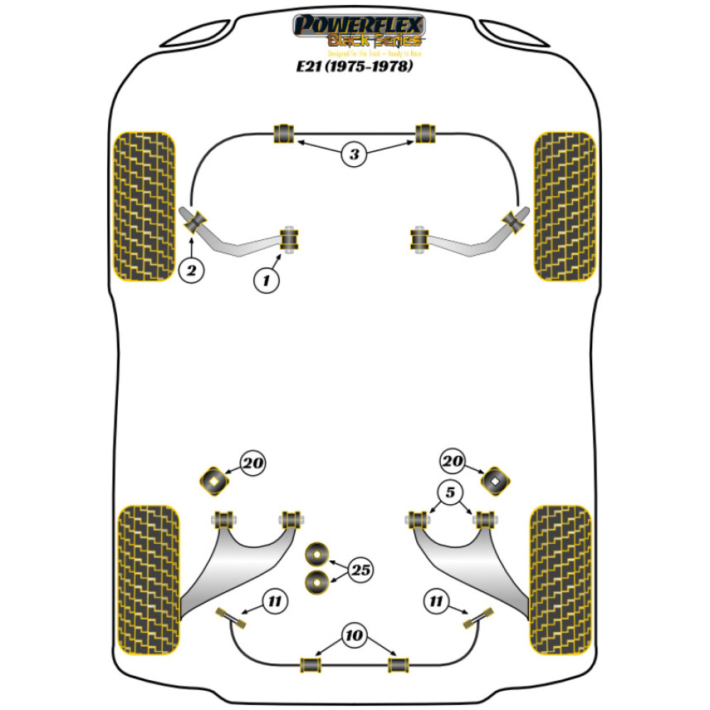 Powerflex BMW Serie 3 E21 (1975 - 1978)   Boccola barra antirollio posteriore 16mm Fig.10 (2) PFR5-1610-16BLK - immagine 2