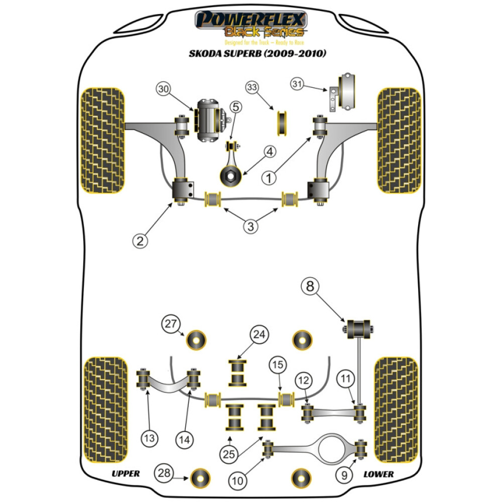 Powerflex Skoda  Superb B6 (2009-2010)   Boccola interna del tirante trasversale inferiore posteriore Fig.12 (2) PFR85-512BLK - immagine 2