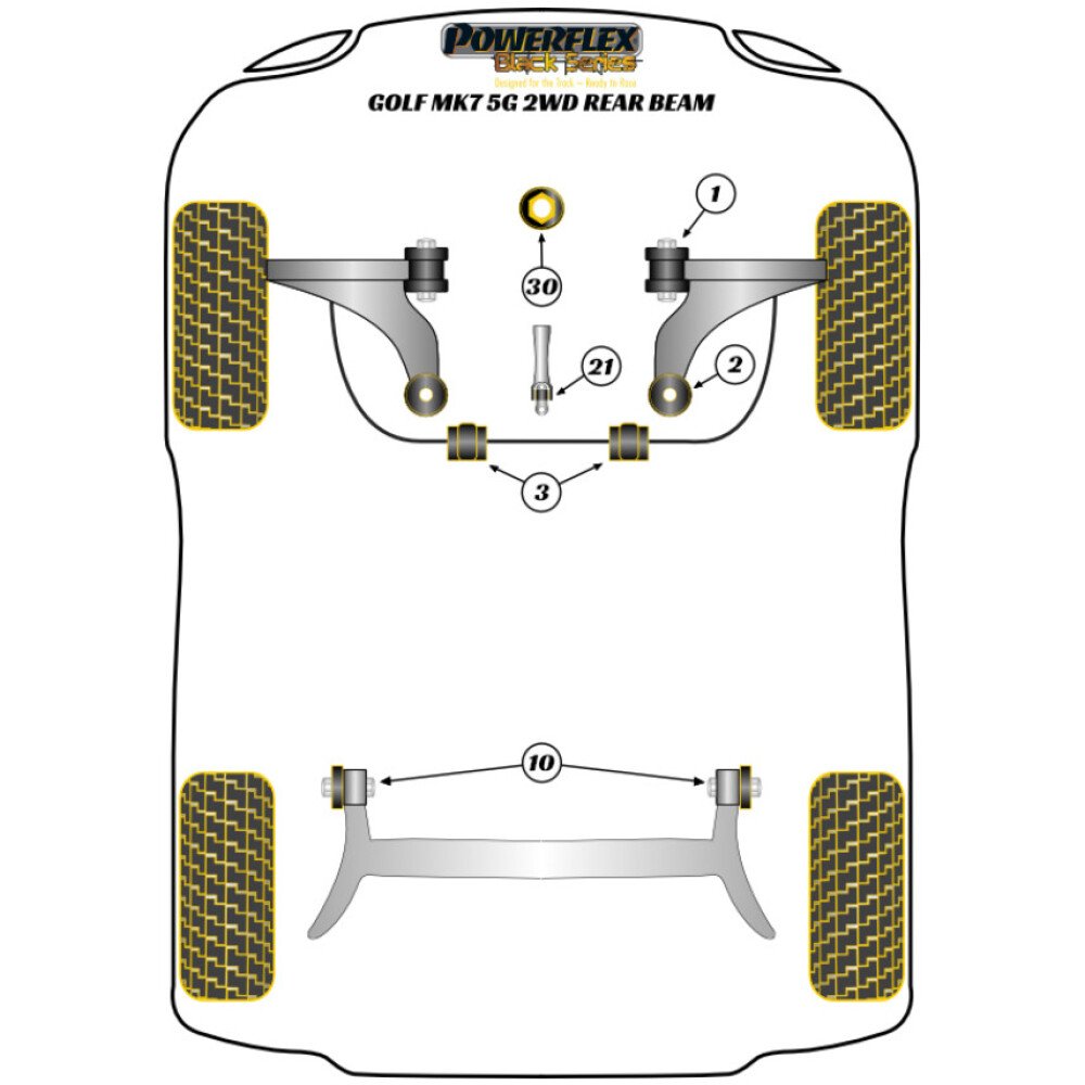 Powerflex Volkswagen   Golf MK7 5G 2WD fino a 122 CV ponte post. fisso (2012-2019)  Boccola di montaggio della trave posteriore Fig.10 (2) PFR85-810BLK - immagine 2