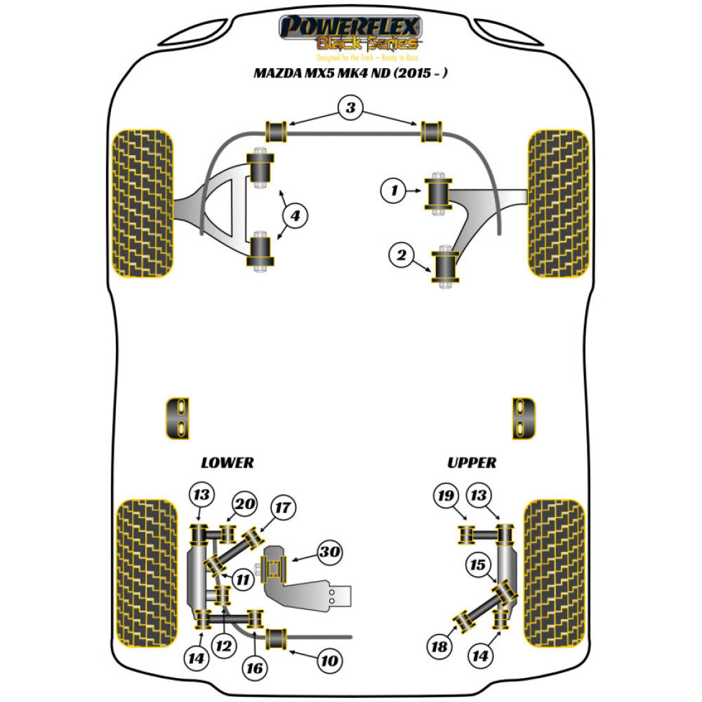 Powerflex Mazda MX-5, Miata, Eunos Mk4 ND (2015-)   Boccola braccio posteriore laterale superiore posteriore Fig.18 (2) PFR36-618BLK - immagine 2