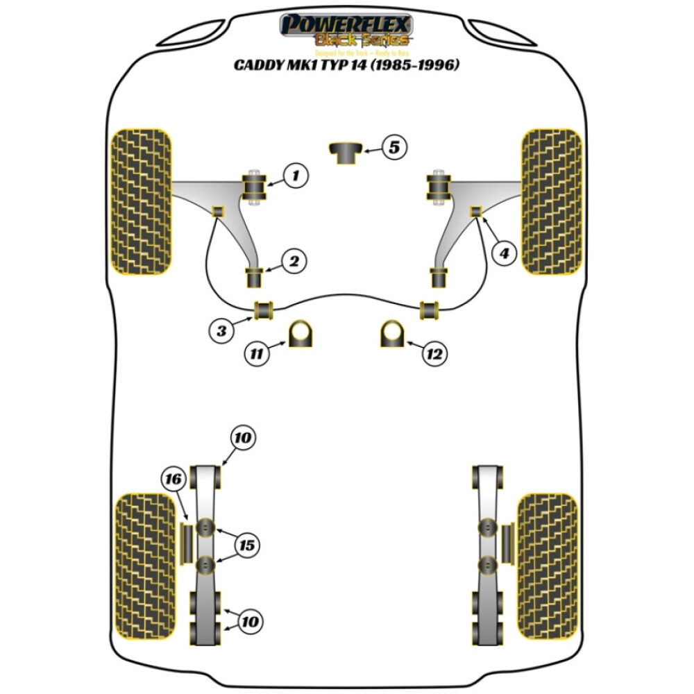 Powerflex Volkswagen  Caddy Mk1 Typ 14 (1985-1996)   Boccola esterna barra antirollio anteriore 22 mm Fig.4 (2) PFF85-215-22BLK - immagine 2