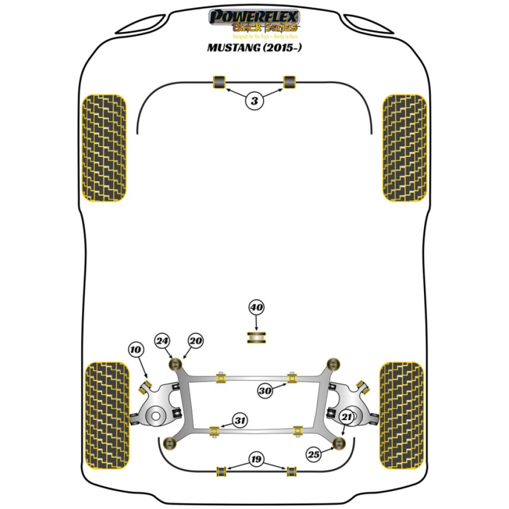 Powerflex Ford Mustang (2015-2023)    Inserto supporto trasmissione Fig.40 (1) PFR19-1740BLK - immagine 2