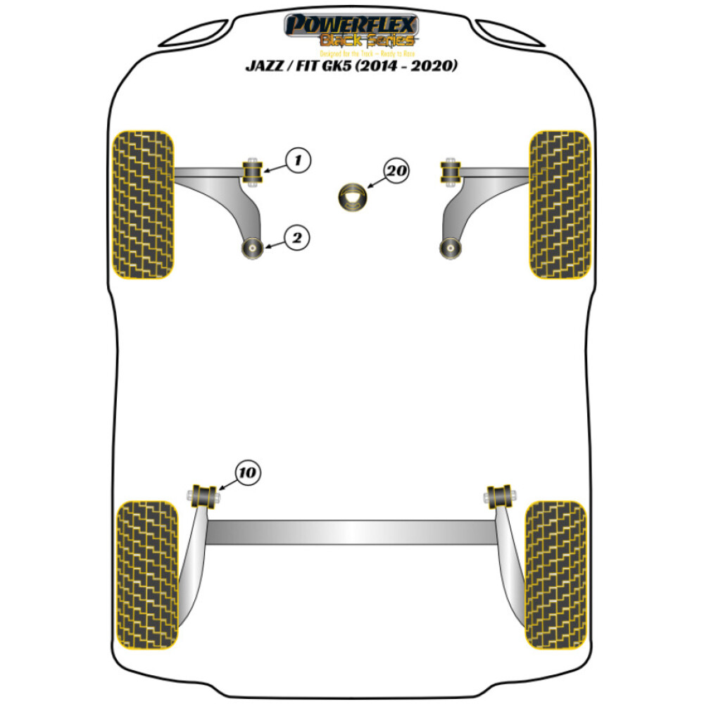 Powerflex Honda  Jazz / Fit GK5 (2014 - 2020)   Inserto supporto motore inferiore Fig.20 (1) PFF25-420BLK - immagine 2