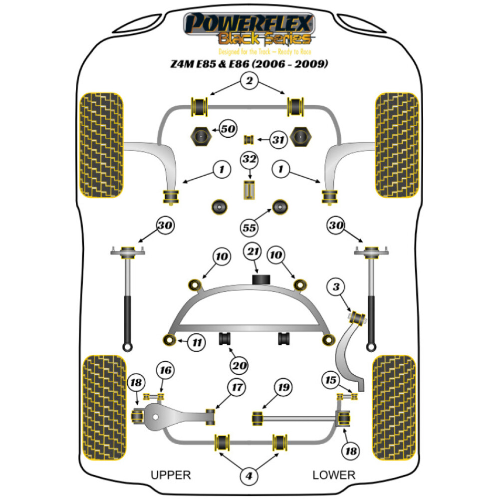 Powerflex BMW   Z4M E85 & E86 (2006-2009)  Boccola posteriore del braccio del cambio Fig.32 (1) PFF5-4632BLK - immagine 2