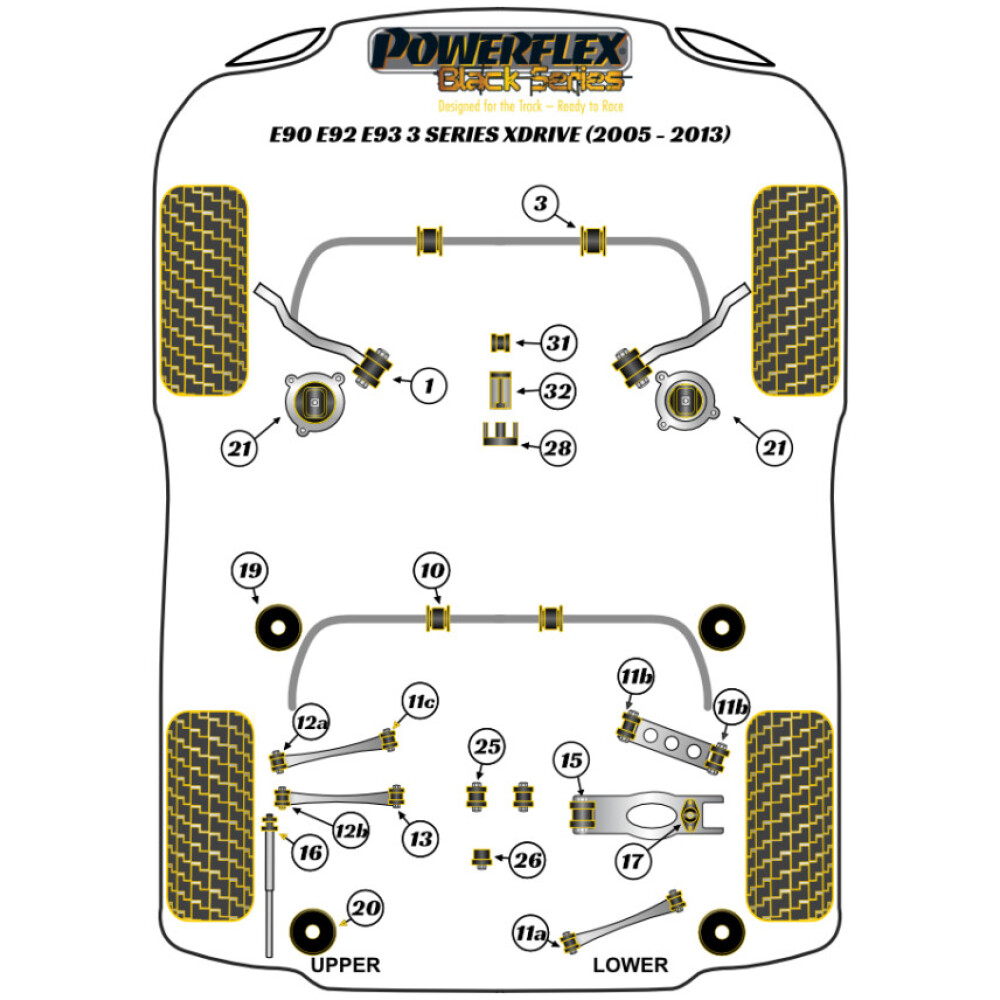 Powerflex BMW Serie 3  E9* xDrive  Boccola di montaggio della barra antirollio anteriore 26,5 mm Fig.3 (2) PFF5-4602-26.5BLK - immagine 2