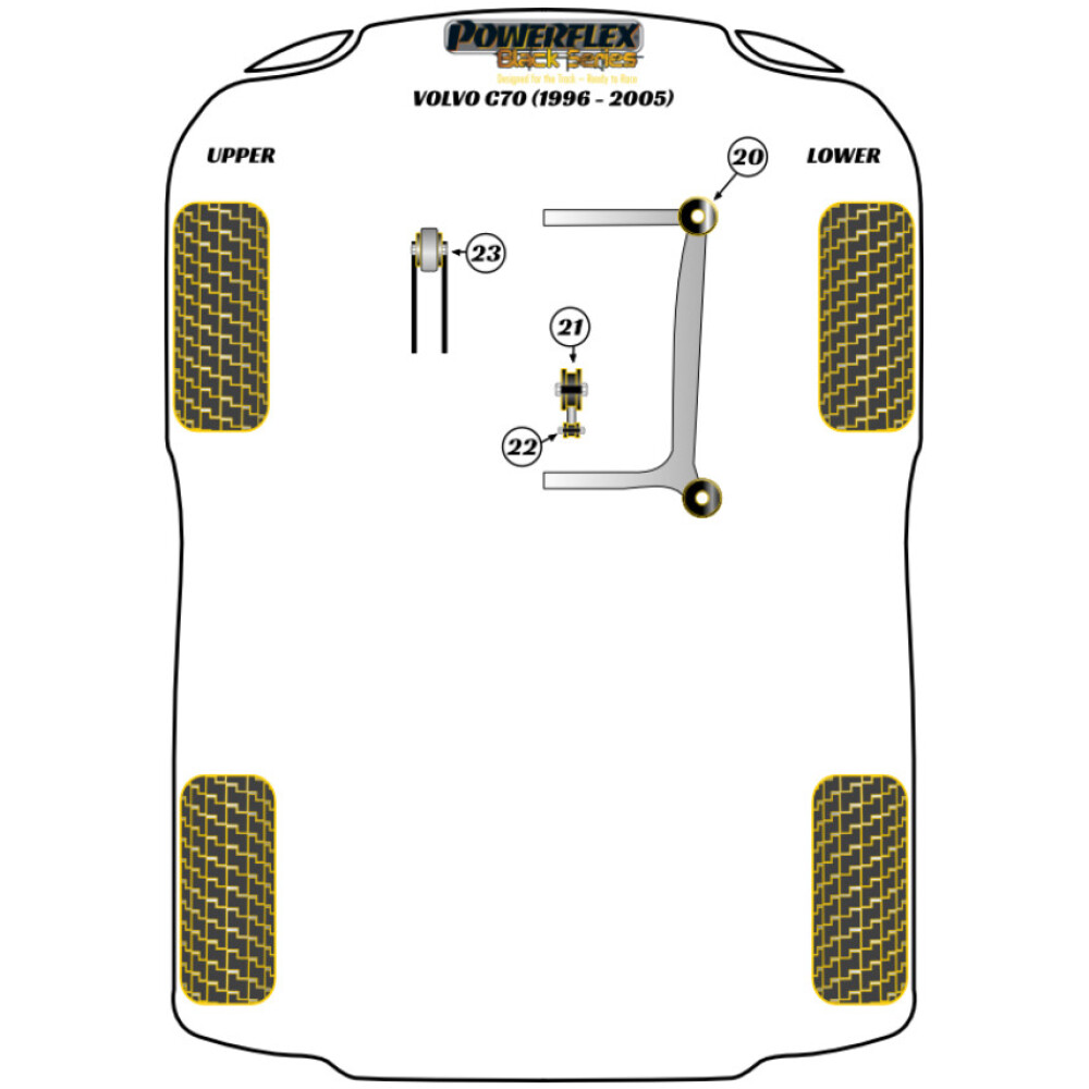 Powerflex Volvo C70 (1996 - 2005)    Boccola rotonda grande del supporto motore superiore Fig.23 (1) PFF88-612BLK - immagine 2