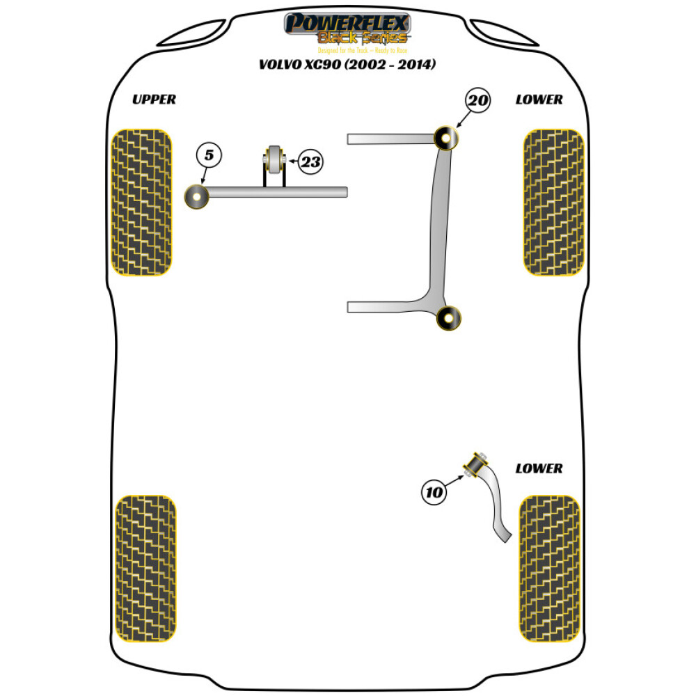 Powerflex Volvo XC90 (2002 - 2014)    Kit di tensionamento del rinforzo del montante Fig.5 (2) PFF88-614BLK - immagine 2