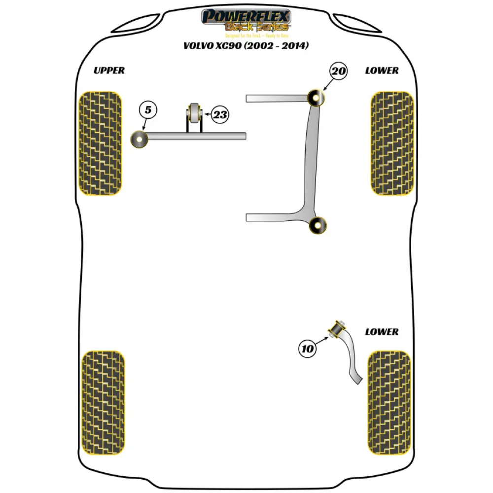 Powerflex Volvo XC90 (2002 - 2014)    Boccola del braccio oscillante posteriore al telaio ausiliario Fig.10 (2) PFR88-605BLK - immagine 2