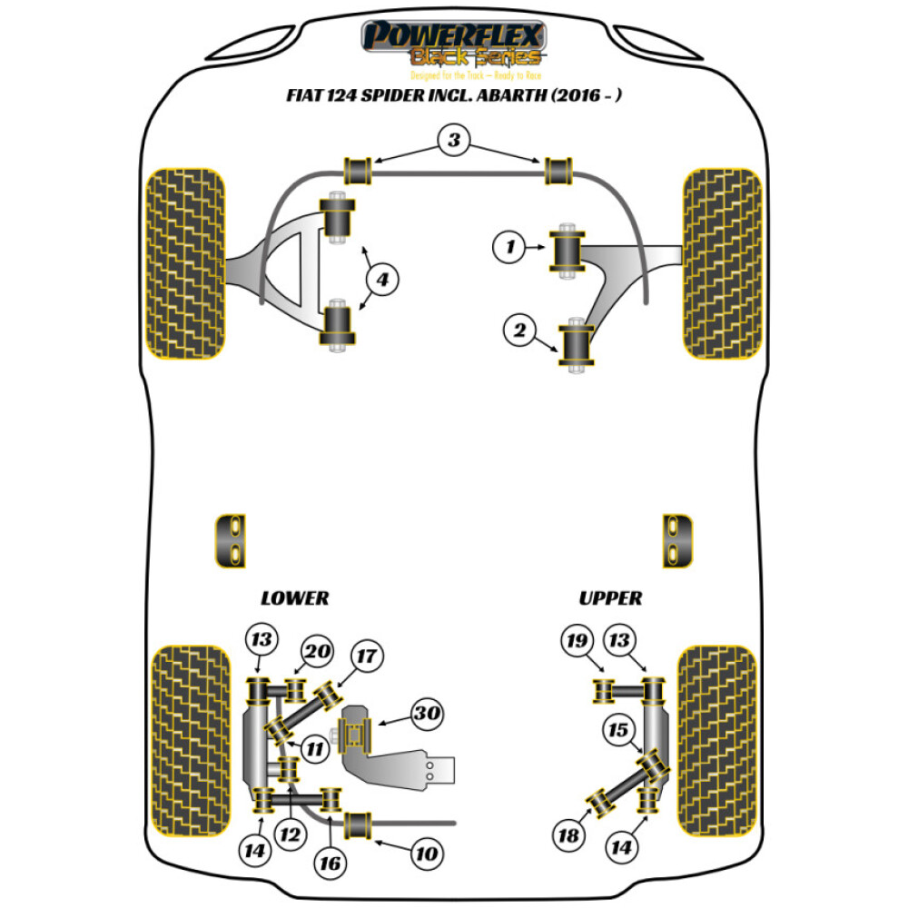 Powerflex Fiat 124 Spider incl. Abarth (2016 in poi)    Inserto supporto differenziale posteriore Fig.30 (2) PFR36-630BLK - immagine 2
