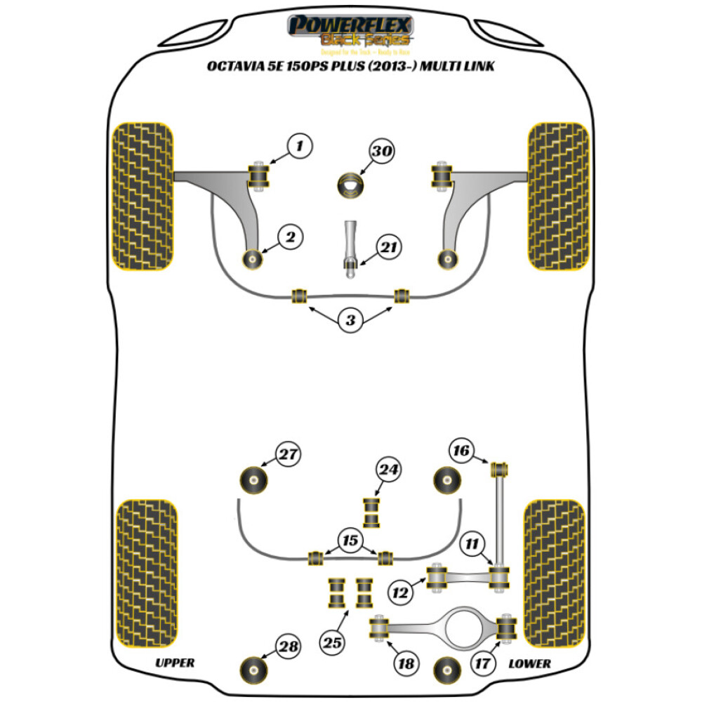 Powerflex Skoda   Octavia 5E 150 CV plus Multi-link  Boccola di montaggio posteriore del telaio ausiliario posteriore Fig.28 (2) PFR85-828BLK - immagine 2