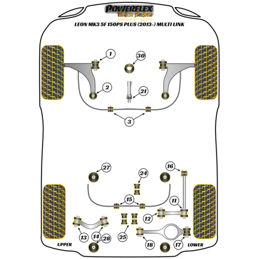 Powerflex Seat   Leon MK3 5F 150 CV plus (2013-2020) Multi Link  Boccola esterna del braccio inferiore posteriore Fig.17 (2) PFR85-817BLK - immagine 2