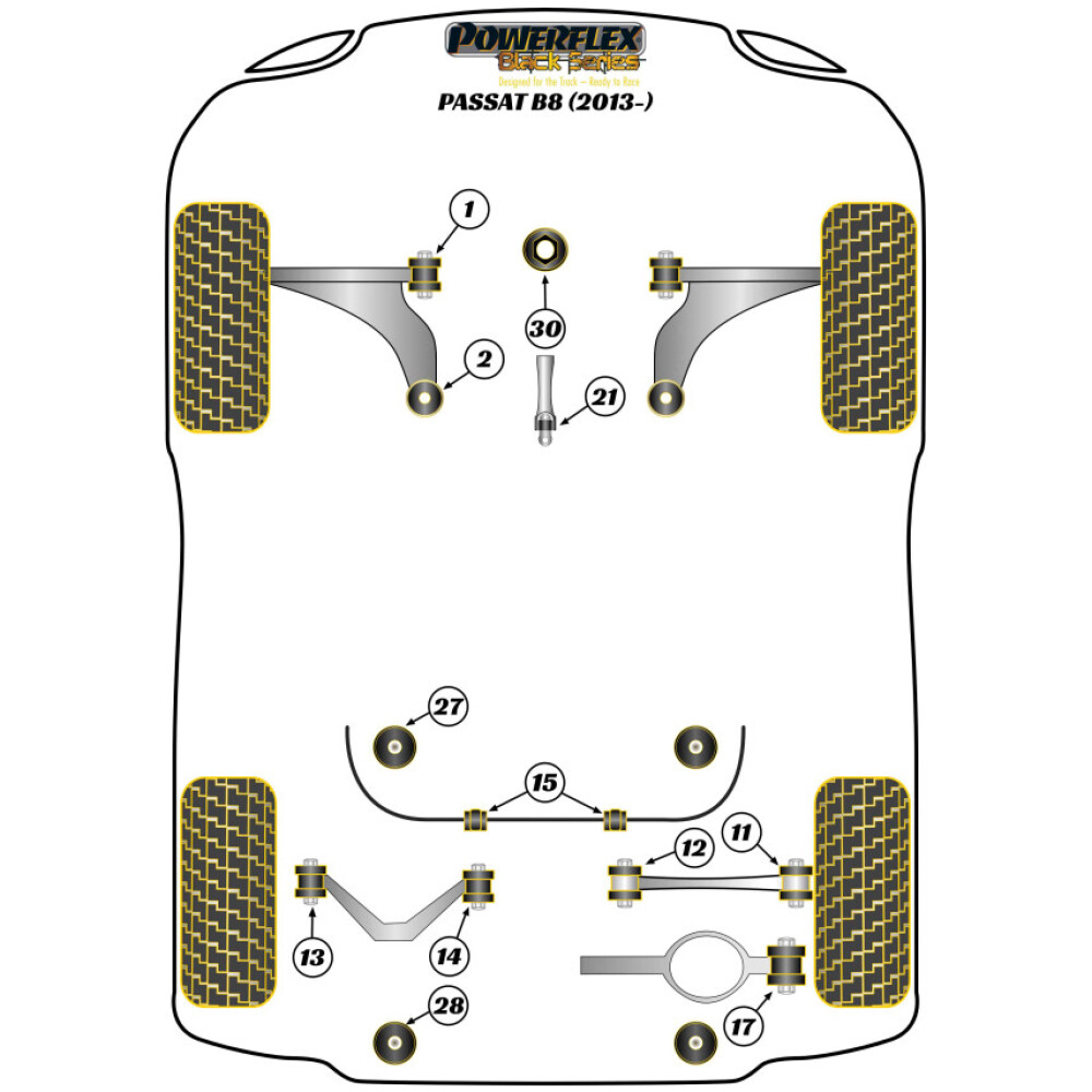 Powerflex Volkswagen  Passat B8 (2013 - 2024)   Boccola esterna del tirante trasversale inferiore posteriore Fig.11 (2) PFR85-811BLK - immagine 2