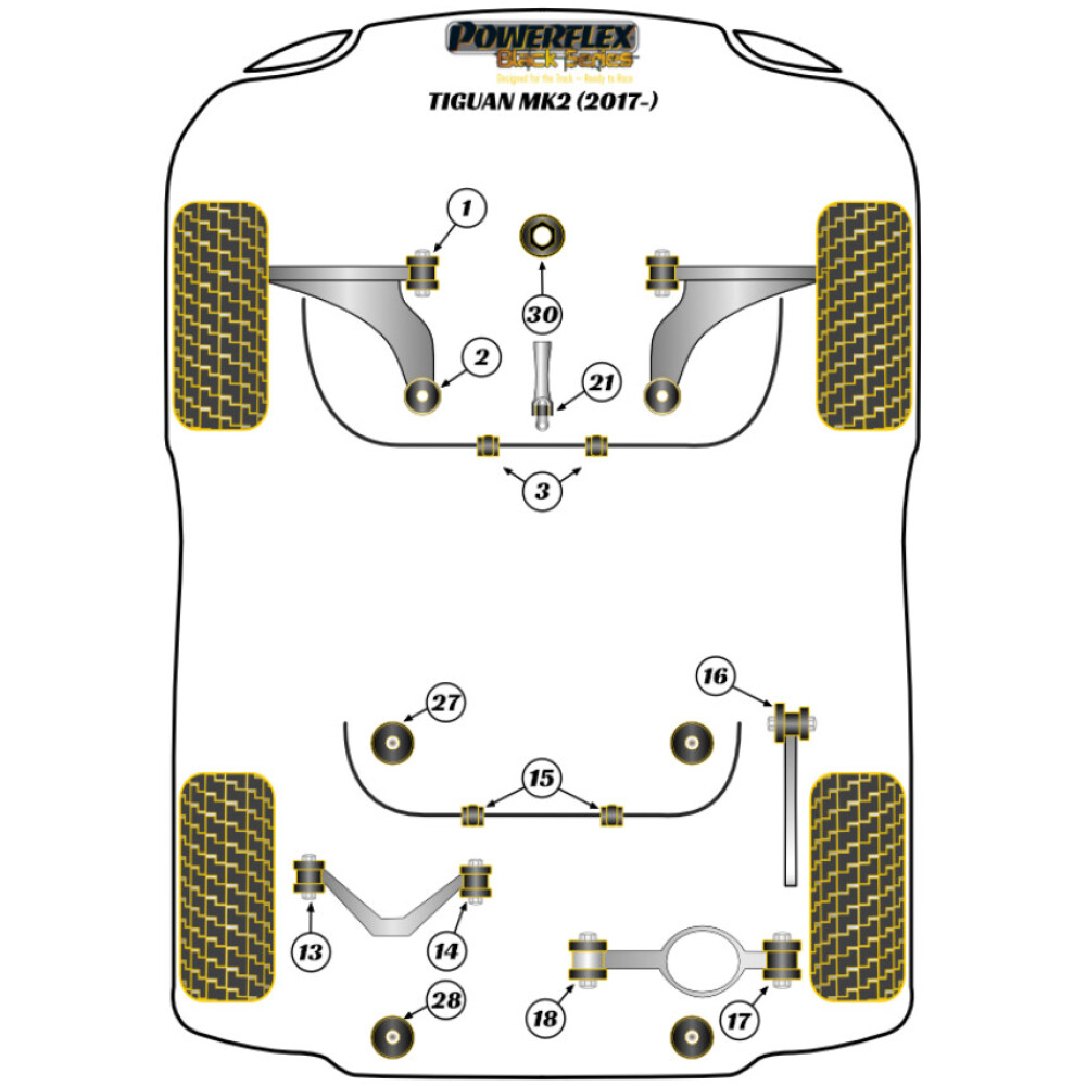 Powerflex Volkswagen  Tiguan AD/BW MK2 (2017 in poi)   Braccio oscillante anteriore Boccola anteriore Camber regolabile Fig.1 (2) PFF85-501GBLK - immagine 2