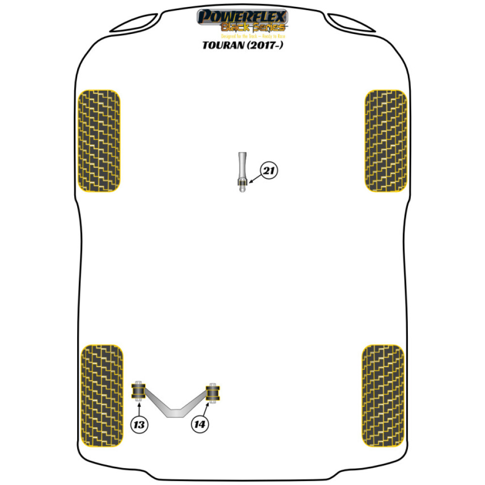 Powerflex Volkswagen Touran (2017 in poi) Boccola piccola del supporto di coppia inferiore Fig.21 (1) PFF3-1326BLK 2 Powerflex Volkswagen Touran (2017 in poi) Boccola piccola del supporto di coppia inferiore Fig.21 (1) PFF3-1326BLK - immagine 2