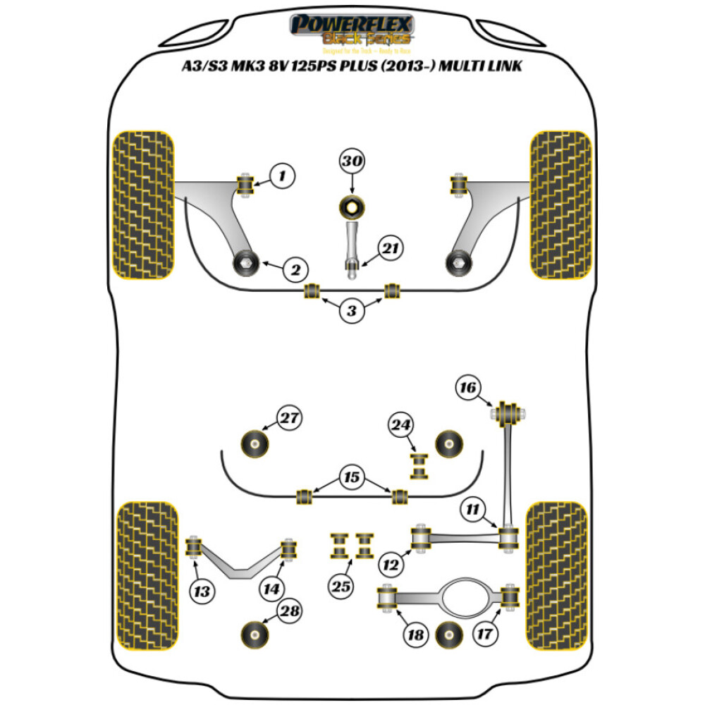 Powerflex Audi   A3 / S3 MK3 8V 125 CV plus (2013 - 2020) Multi Link  Boccola barra antirollio posteriore 20,7 mm Fig.15 (2) PFR85-815-20.7BLK - immagine 2