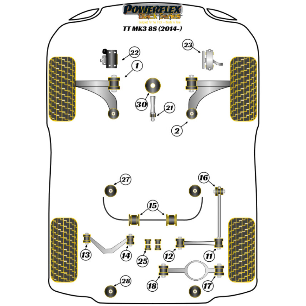 Powerflex Audi  TT / TTRS Mk3 FV/8S (2014 in poi)   Inserto supporto motore inferiore (grande) Fig.30 (1) PFF85-830BLK - immagine 2