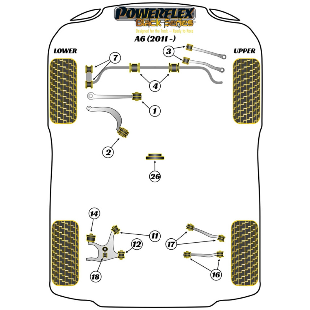 Powerflex Audi   A6 (2011 - 2018)  Boccola barra antirollio anteriore 23mm Fig.4 (2) PFF3-204-23BLK - immagine 2