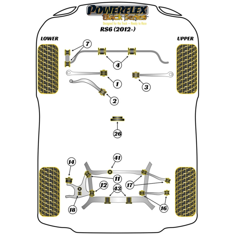 Powerflex Audi   RS6 (2012 - 2018)  Boccola del braccio di controllo superiore anteriore - Regolazione campanatura Fig.3 (4) PFF3-203GBLK - immagine 2