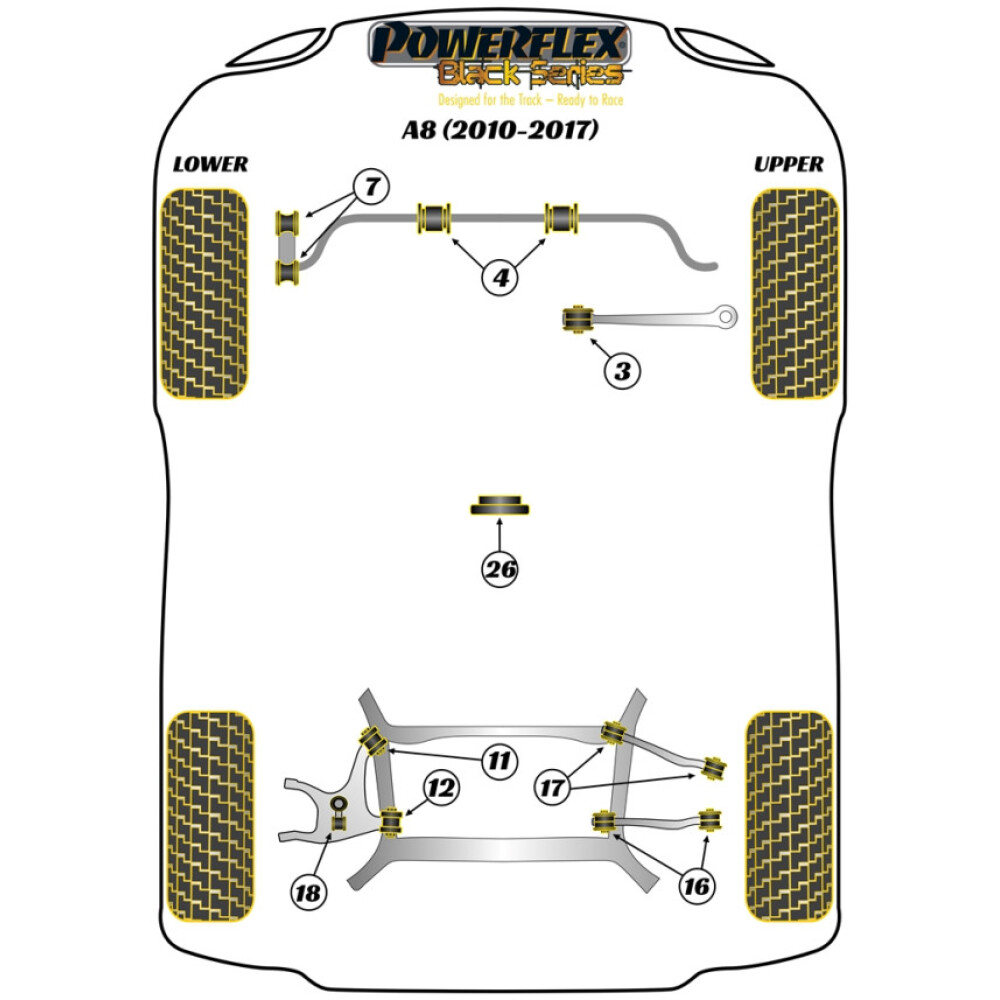 Powerflex Audi   A8 (2010 - 2017)  Boccola del braccio di controllo superiore anteriore Fig.3 (4) PFF3-203BLK - immagine 2