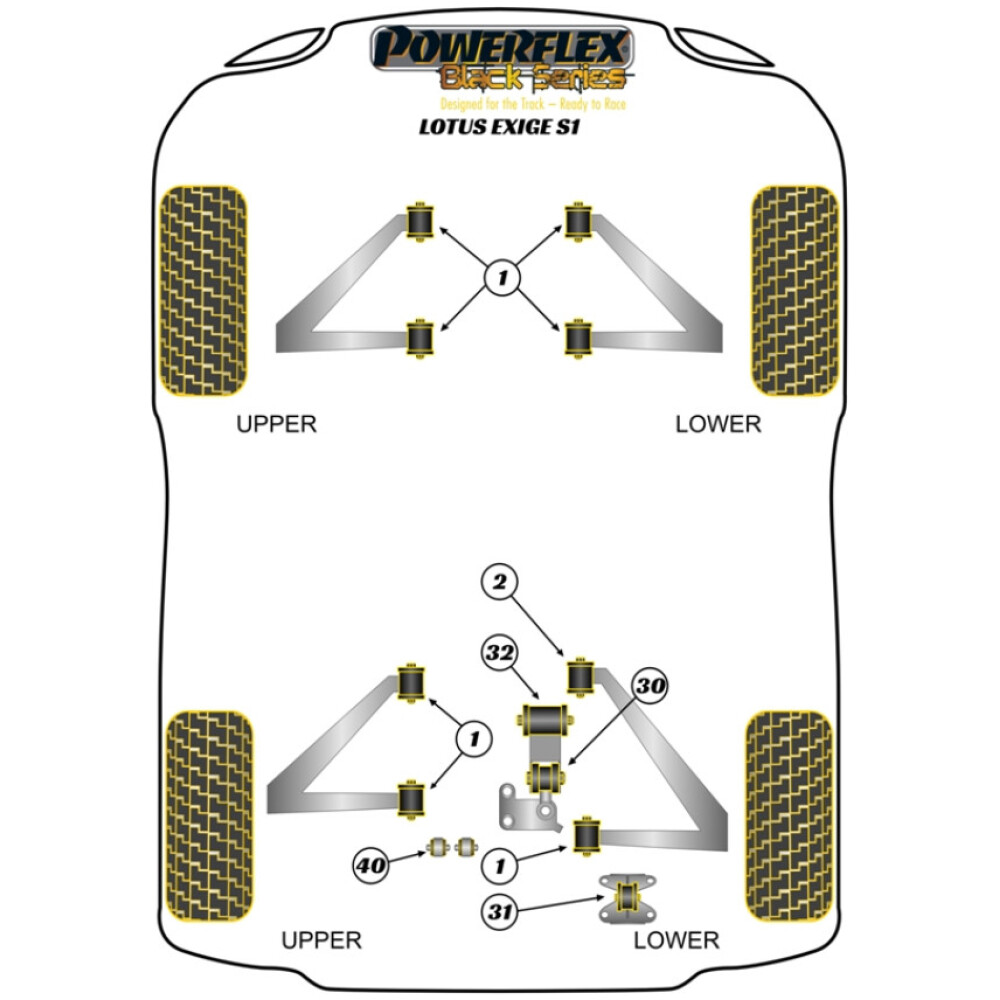 Powerflex Lotus  Exige Serie 1 (2000-2002)   Boccola supporto motore inferiore Fig.32 (1) PFR34-232BLK - immagine 2