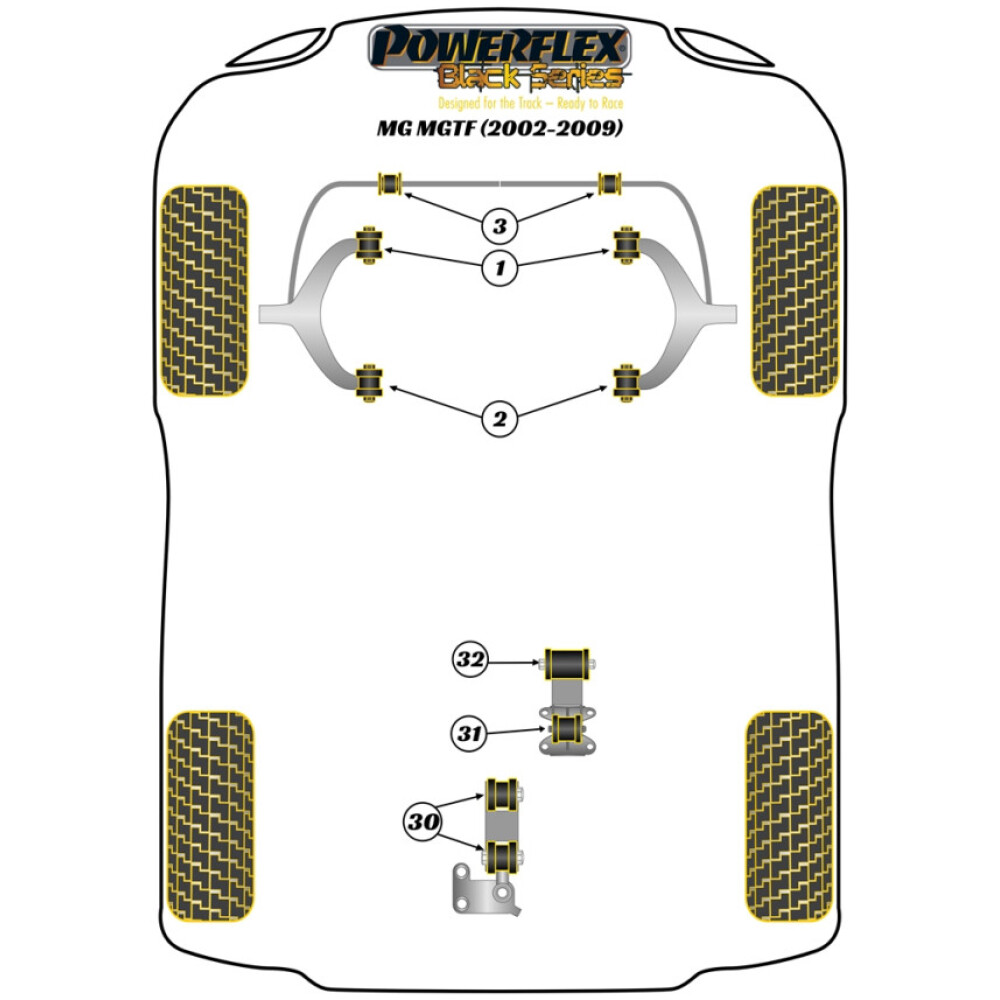 Powerflex MG MGTF (2002-2009)    Boccola di supporto della coppa dell'olio inferiore del motore Fig.31 (1) PFR34-231BLK - immagine 2