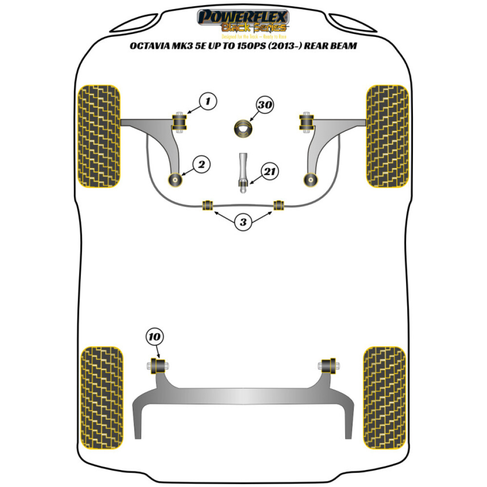 Powerflex Skoda   Octavia 5E fino a 150 CV ponte post. fisso  Boccola ibrida supporto motore inferiore anteriore (grande) - Track/MSport Fig.30 (1) PFF85-833BLK - immagine 2