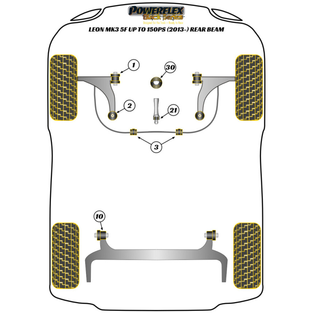 Powerflex Seat   Leon MK3 5F upto 150 CV (2013-2020) ponte post. fisso  Boccola ibrida supporto motore inferiore anteriore (grande) - Track/MSport Fig.30 (1) PFF85-833BLK - immagine 2