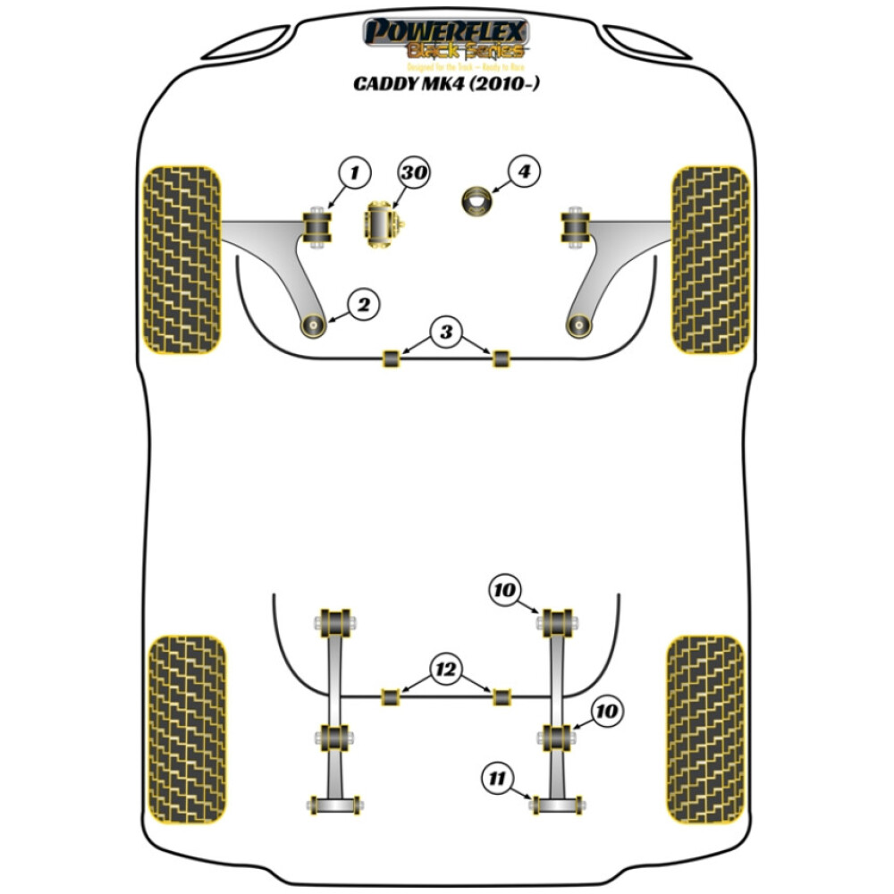 Powerflex Volkswagen  Caddy Mk3.5 Typ 2K (06/2010 - 2020)   Boccola di montaggio della barra antirollio posteriore 22mm Fig.12 (2) PFR85-1513-22BLK - immagine 2