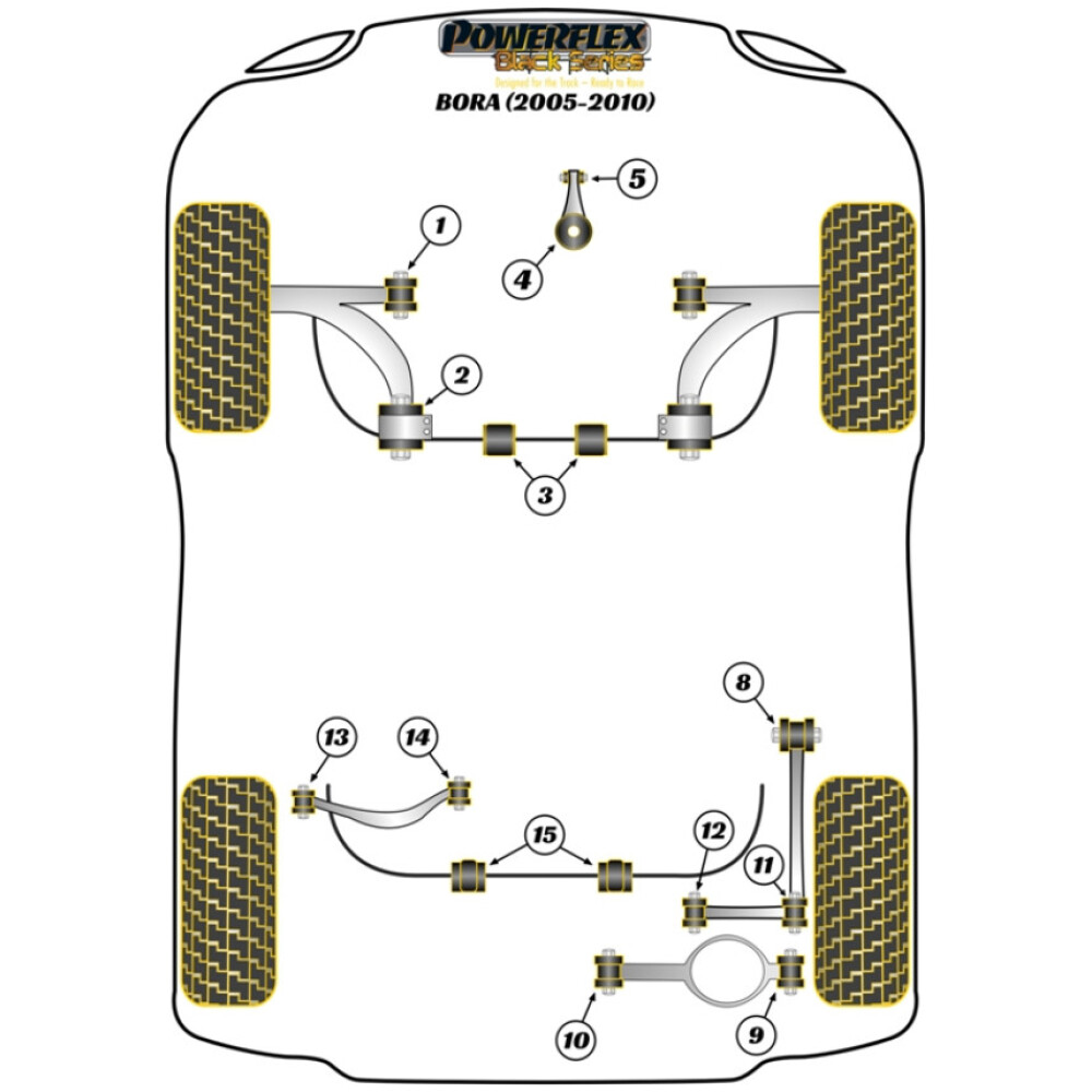 Powerflex Volkswagen  Bora A5 (1K) (2005-2010)   Barra di collegamento posteriore alla boccola anteriore del telaio Fig.8 (2) PFR85-508BLK - immagine 2