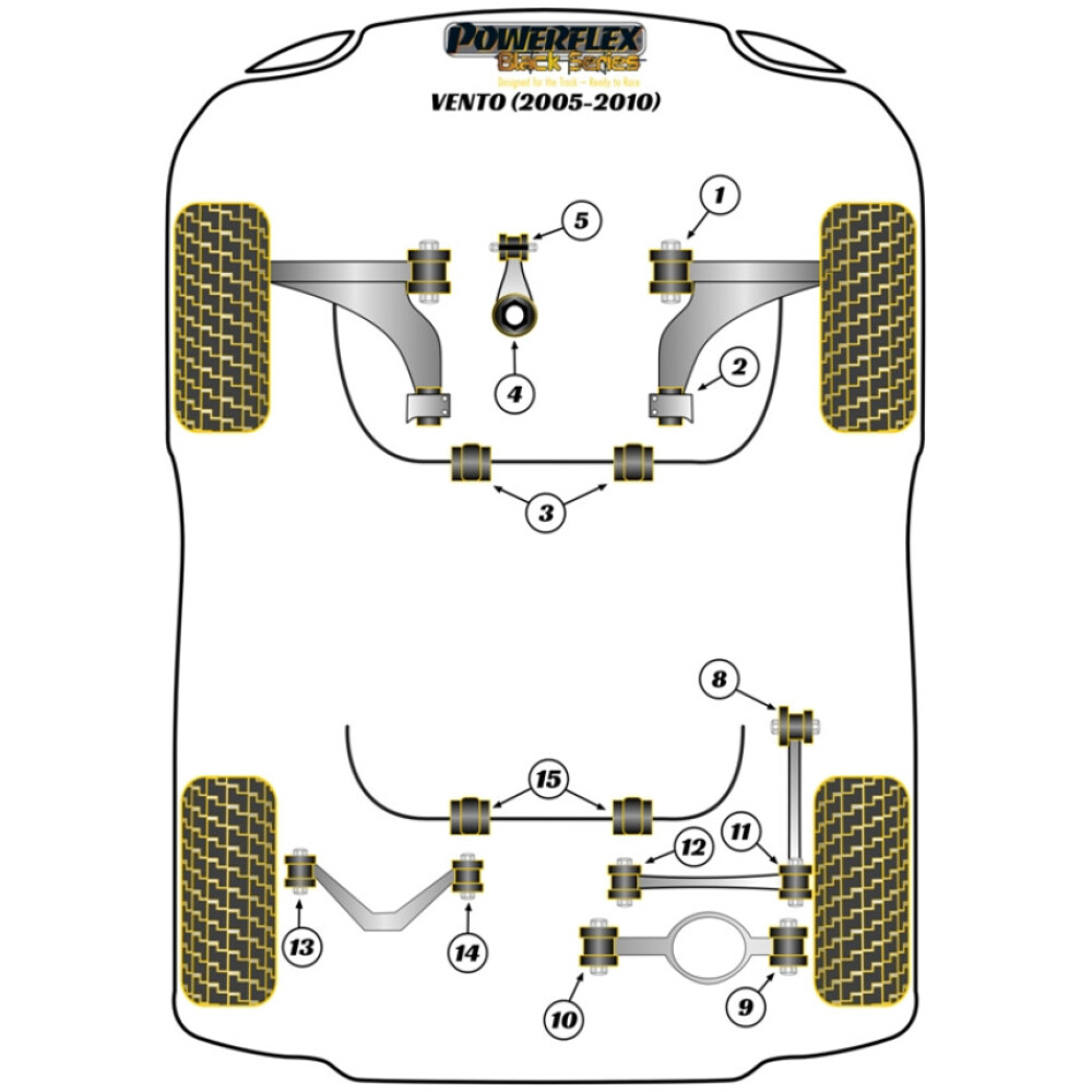 Powerflex Volkswagen  Vento A5 (2005 - 2010)   Boccola interna del braccio oscillante superiore posteriore Fig.14 (2) PFR85-514BLK - immagine 2