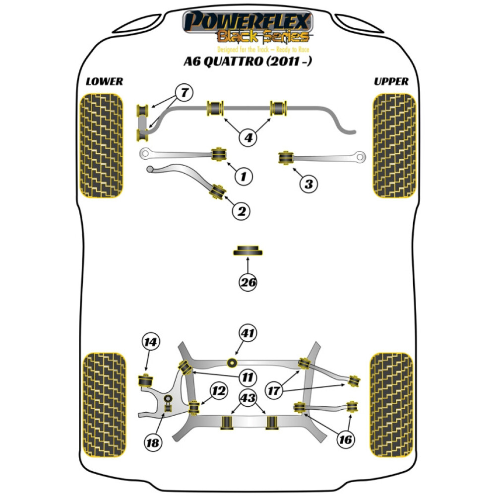 Powerflex Audi   A6 Quattro (2011 - 2018)  Boccola barra antirollio anteriore 23mm Fig.4 (2) PFF3-204-23BLK - immagine 2