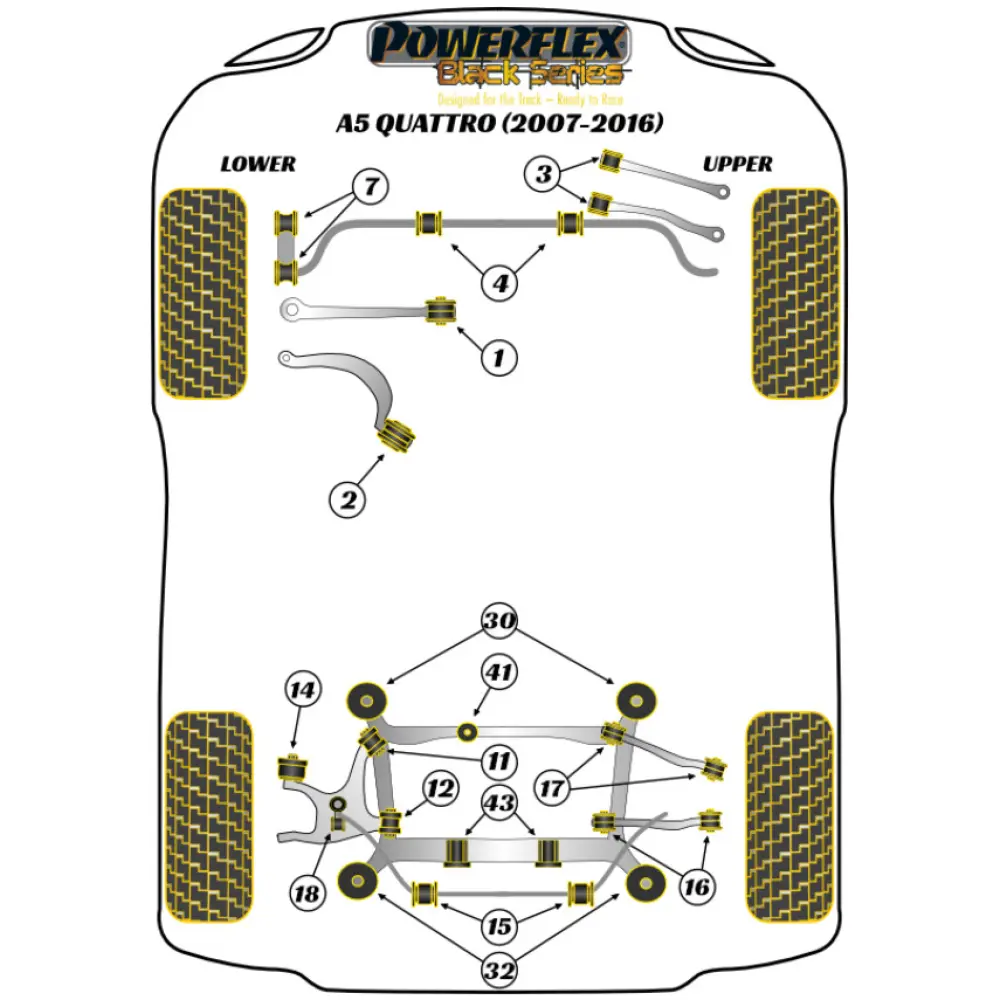 Powerflex Audi   A5 Quattro (2007-2016)  Boccola del braccio di controllo superiore anteriore Fig.3 (4) PFF3-203BLK - immagine 2