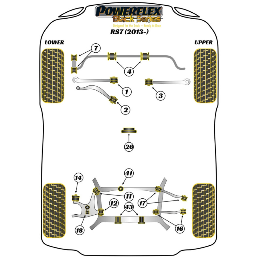 Powerflex Audi RS7 (2013 - 2017) Braccio del raggio inferiore anteriore alla boccola del telaio Caster regolabile Fig.2 (2) PFF3-702GBLK 2 Powerflex Audi   RS7 (2013 - 2017)  Braccio del raggio inferiore anteriore alla boccola del telaio Caster regolabile Fig.2 (2) PFF3-702GBLK - immagine 2