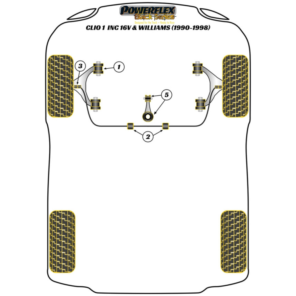 Powerflex Renault  Clio I incl. 16v & Williams (1990-1998)   Boccola del braccio oscillante inferiore anteriore Fig.1 (4) PFF60-201BLK - immagine 2