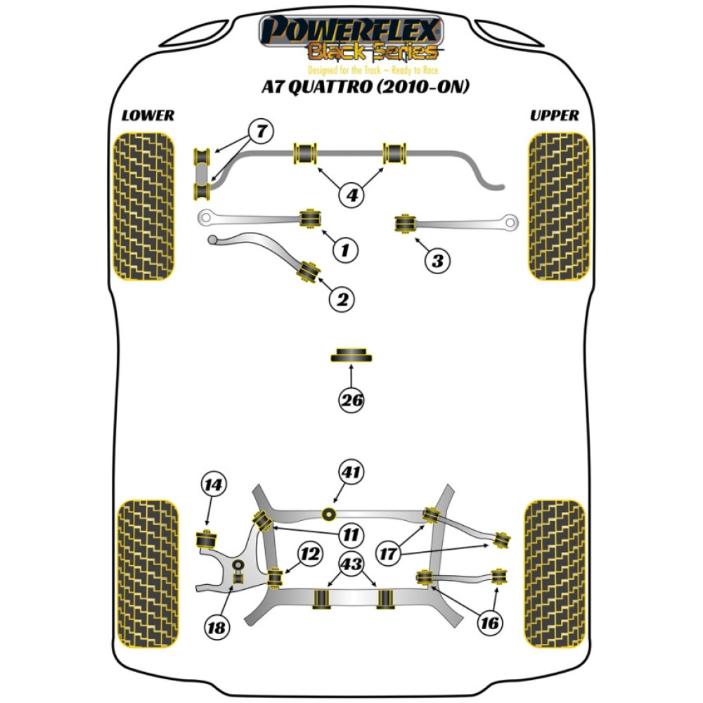 Powerflex Audi A7 Quattro (2010 - 2017) Braccio del raggio inferiore anteriore alla boccola del telaio Caster regolabile Fig.2 (2) PFF3-702GBLK 2 Powerflex Audi   A7 Quattro (2010 - 2017)  Braccio del raggio inferiore anteriore alla boccola del telaio Caster regolabile Fig.2 (2) PFF3-702GBLK - immagine 2