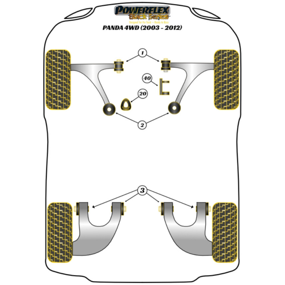 Powerflex Fiat Panda Gen 2 169 4WD (2003-2012)   Boccola posteriore braccio anteriore Fig.2 (2) PFF16-502BLK - immagine 2