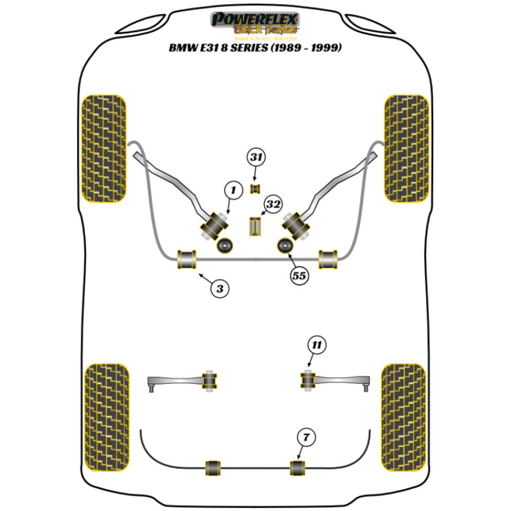 Powerflex BMW Serie 8 E31 (1989 - 1999)   Boccola interna barra di accoppiamento posteriore Fig.11 (2) PFF5-902BLK - immagine 2