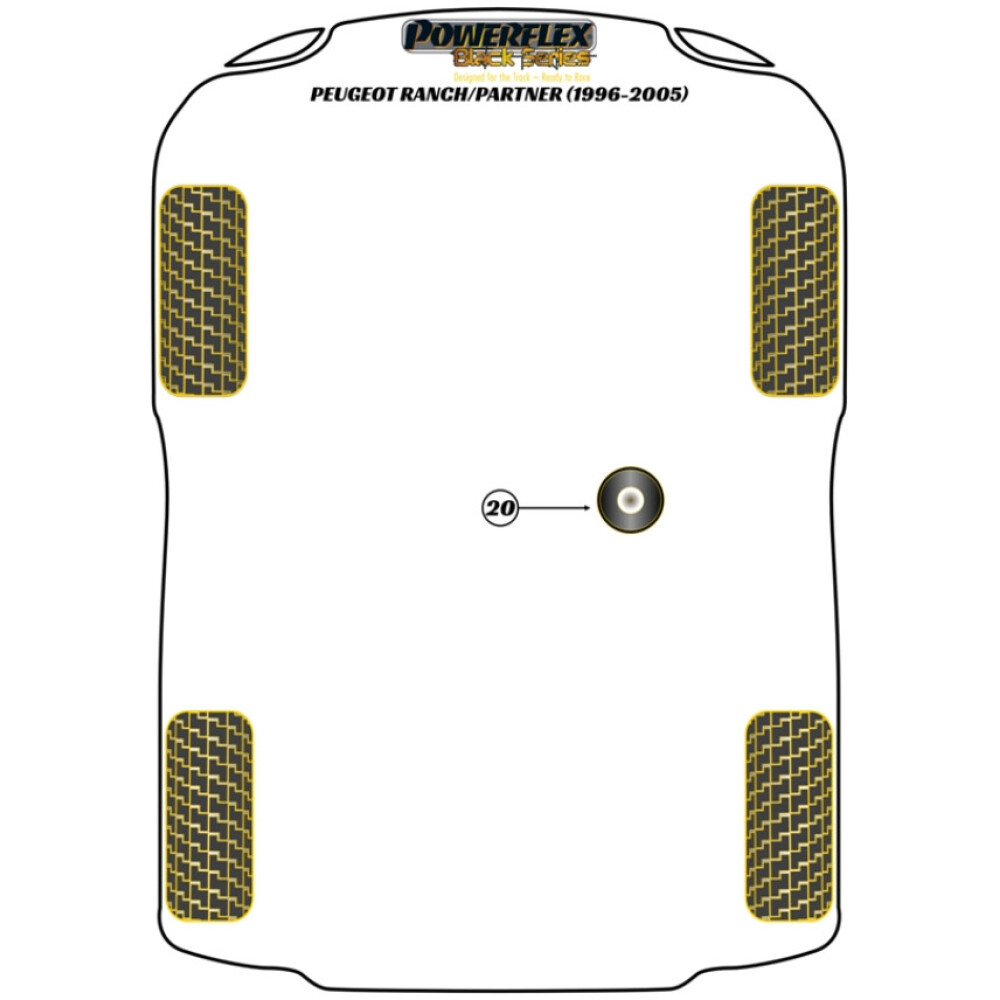 Powerflex Peugeot  Partner I / Ranch (1996-2012)   Boccola supporto motore posteriore inferiore - Track/MSport Fig.20 (1) PFF50-420BLK - immagine 2